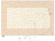 Kansas with Roads Wall Map