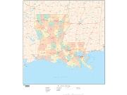 Louisiana with Counties Wall Map