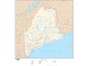 Maine with Roads Wall Map