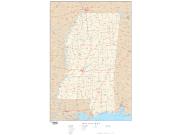Mississippi with Roads Wall Map