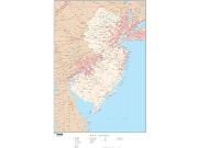 New Jersey with Roads Wall Map