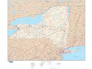 New York with Roads Wall Map