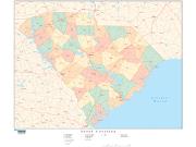 South Carolina with Counties Wall Map