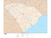 South Carolina with Roads Wall Map