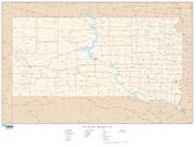South dakota with Roads Wall Map