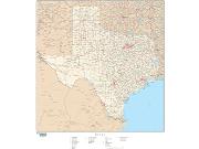 Texas with Roads Wall Map