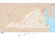 Virginia with Roads Wall Map