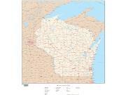 Wisconsin with Roads Wall Map