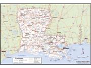 Louisiana Wall Map with Counties