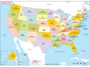 US States Abbreviations Wall Map