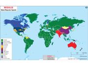 World Most Popular Sports Wall Map from Maps of World