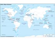 World Map of Volcanoes Wall Map