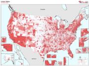 USA Population Demographic Wall Map from MarketMAPS