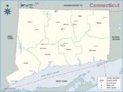 Connecticut County Outline Wall Map
