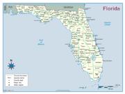 Florida County Outline Wall Map