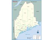 Maine County Outline Wall Map