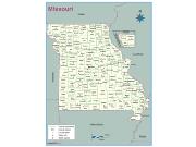 Missouri County Outline Wall Map