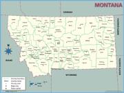 Montana County Outline Wall Map