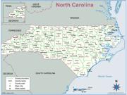 North Carolina County Outline Wall Map