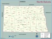 North Dakota County Outline Wall Map