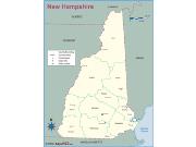 New Hampshire County Outline Wall Map