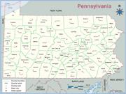 Pennsylvania County Outline Wall Map