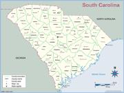 South Carolina County Outline Wall Map