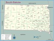 South Dakota County Outline Wall Map