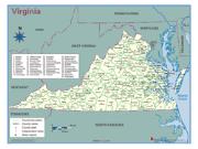 Virginia County Outline Wall Map