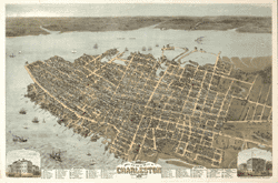 1872 Charleston Antique Wall Map