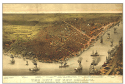 1885 New Orleans Antique Wall Map