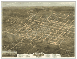 1872 Raleigh Antique Wall Map