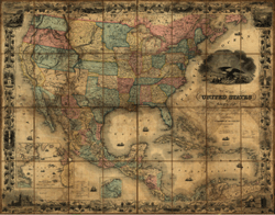 1857 United States Antique Wall Map