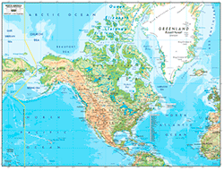 North America Physical Wall Map