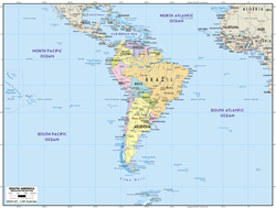 South America Political Wall Map