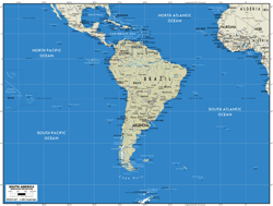 South America Simplified Wall Map