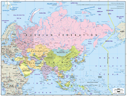 Asia Political Wall Map