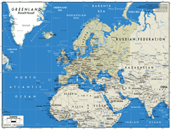 Europe Simplified Wall Map