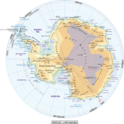 Antarctica Physical Wall Map