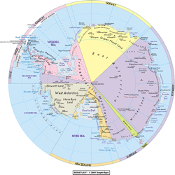 Antarctica Political Wall Map