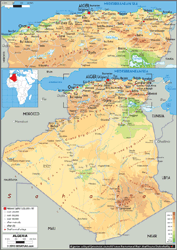 Algeria Physical Wall Map