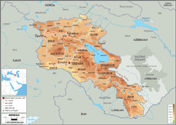 Armenia Physical Wall Map