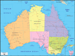 Australia Political Wall Map