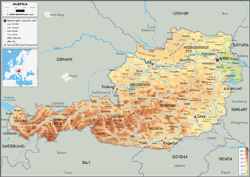 Austria Physical Wall Map