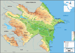 Azerbaijan Physical Wall Map