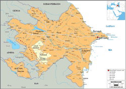 Azerbaijan Political Wall Map