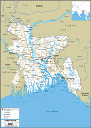 Bangladesh Road Wall Map