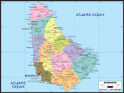 Barbados Political Wall Map