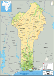 Benin Physical Wall Map