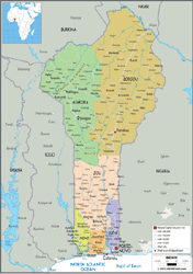 Benin Political Wall Map